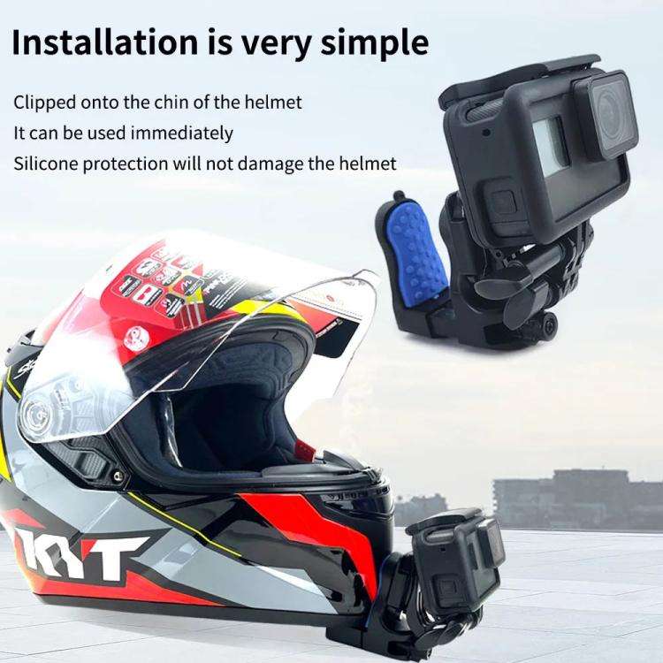 Motorcycle Helmet Chin Clamp Mount for GoPro Hero Series DJI Osmo Action, SJCAM Cameras, Spec: Set 1