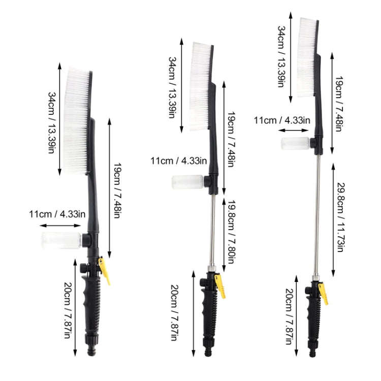 High Pressure Car Wash Nozzle Soft Bristle Long Handle Brush Foam Bottle Tool Set, Specification:...