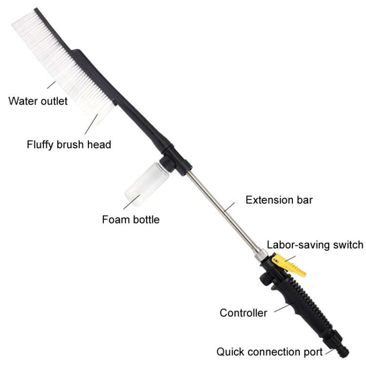 High Pressure Car Wash Nozzle Soft Bristle Long Handle Brush Foam Bottle Tool Set, Specification:...