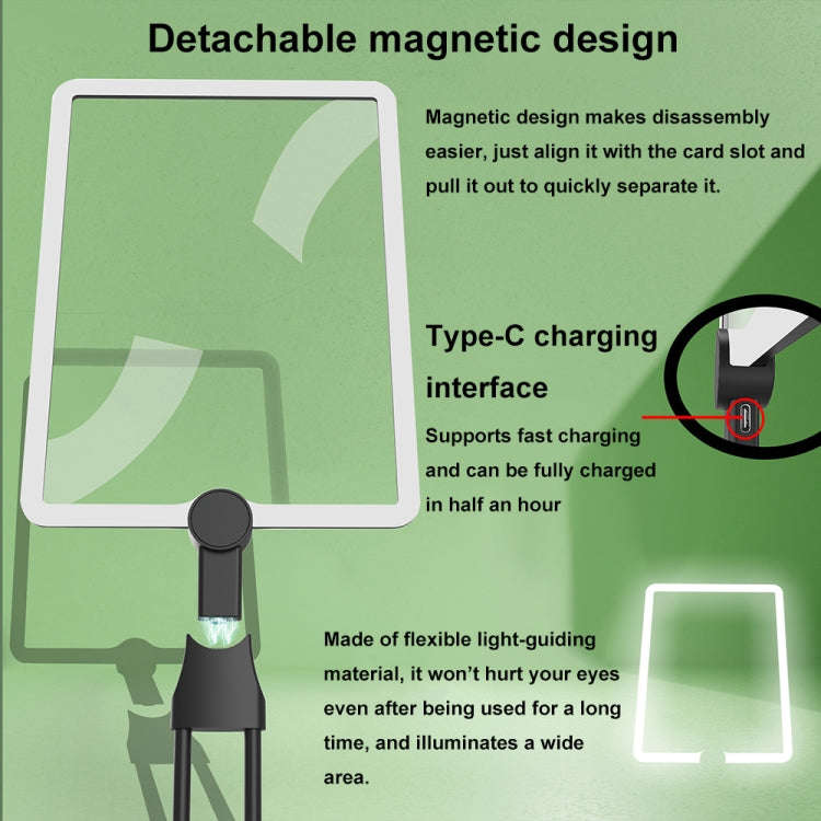 8039-5 LED Light Multifunctional Charging Hanging Neck Handheld Reading Magnifying Glass(Black)
