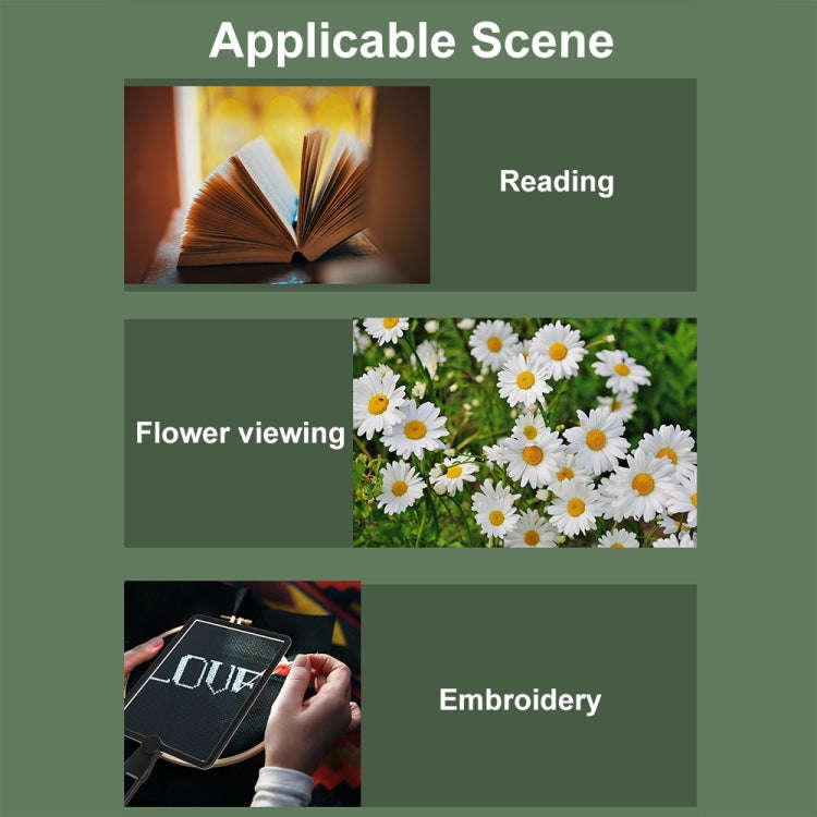 8039-5 LED Light Multifunctional Charging Hanging Neck Handheld Reading Magnifying Glass(Black)