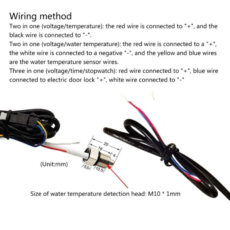 Compact LED Digital Display Time Voltmeter, Specification: 3 in 1 Blue