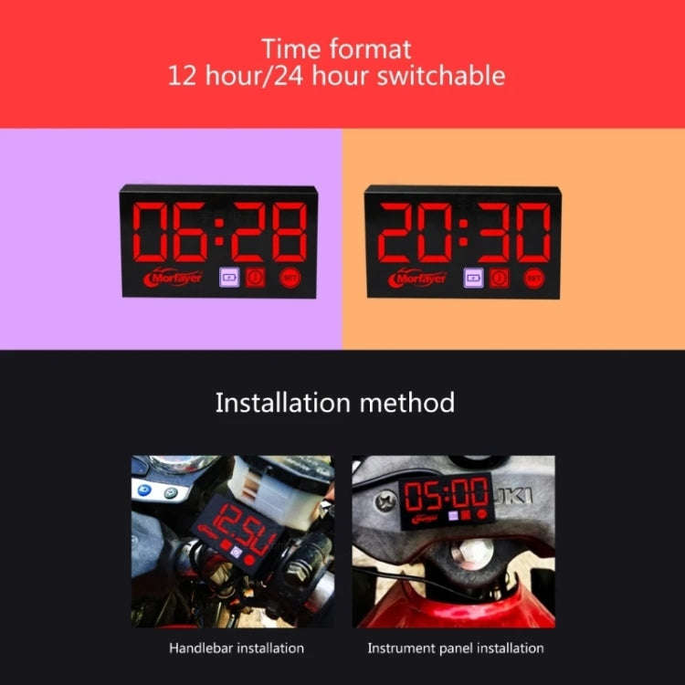Compact LED Digital Display Time Voltmeter, Specification: 3 in 1 Blue