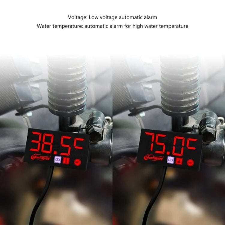 Compact LED Digital Display Time Voltmeter, Specification: 3 in 1 Blue