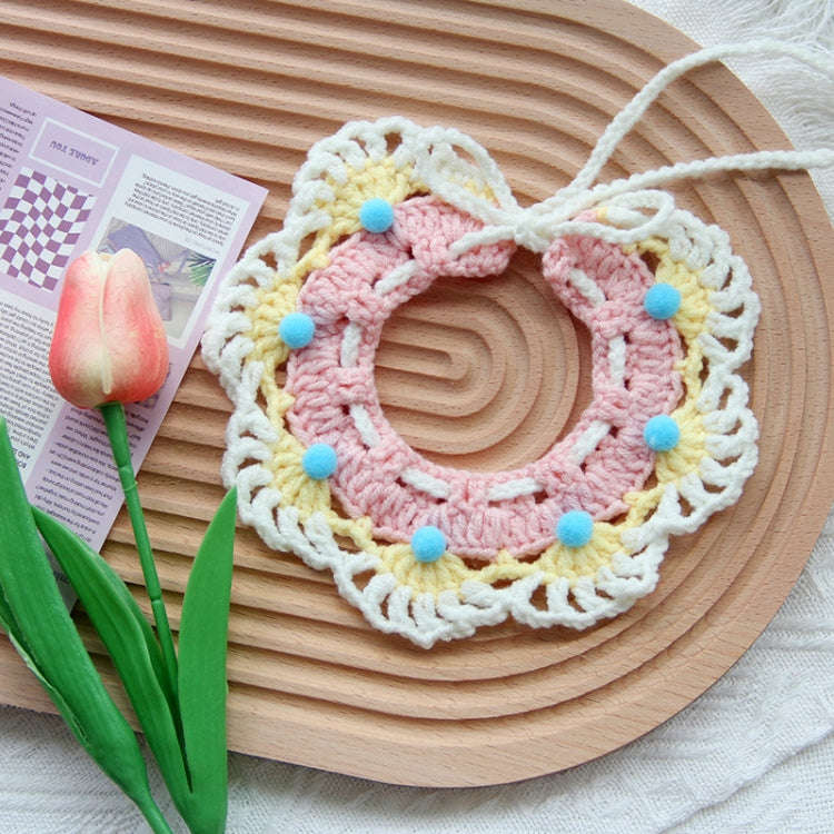 Cats Dog Cute Knitted Collar Woolen Collar Handmade Scarf For Photo Decoration, Style: Cherry Pin...