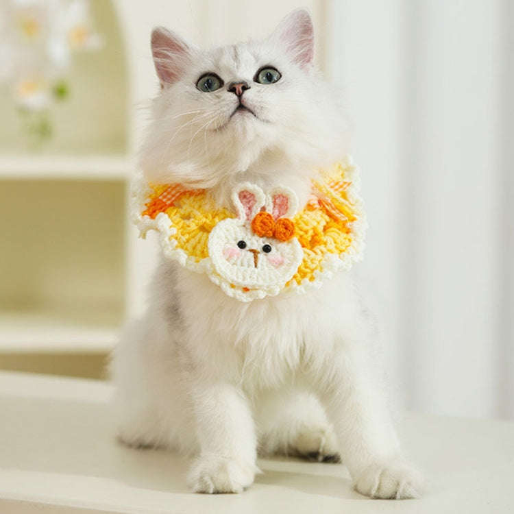 Cats Dog Cute Knitted Collar Woolen Collar Handmade Scarf For Photo Decoration, Style: Bow Rabbit(L)