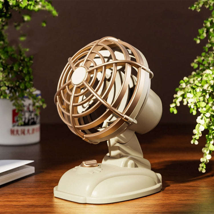 Mini Office Desktop Silent Electrical Fan Desktop Outdoor USB Retro Fan(Yellow)