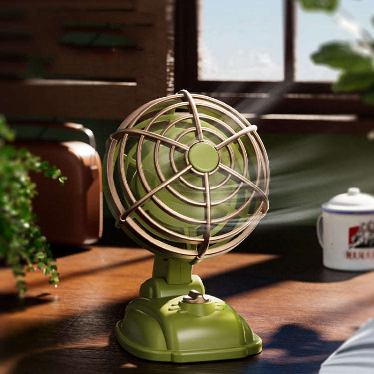 Mini Office Desktop Silent Electrical Fan Desktop Outdoor USB Retro Fan(Green)