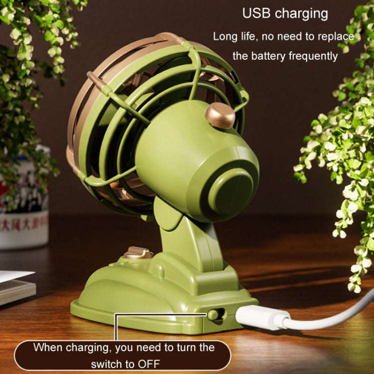 Mini Office Desktop Silent Electrical Fan Desktop Outdoor USB Retro Fan(Green)