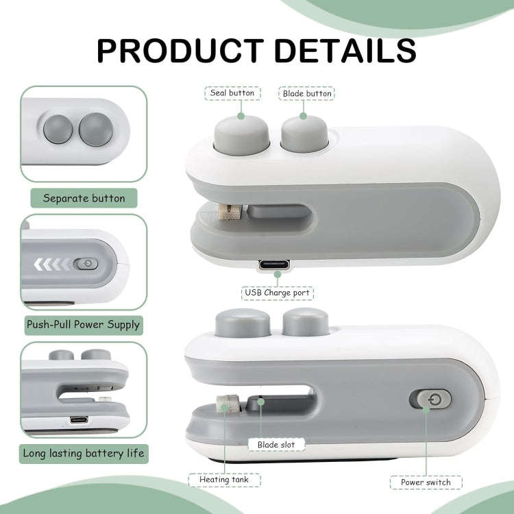 2 In 1 Vacuum Sealing Machine Portable Pressure Plastic Bag Sealing Device With Cutter(White)