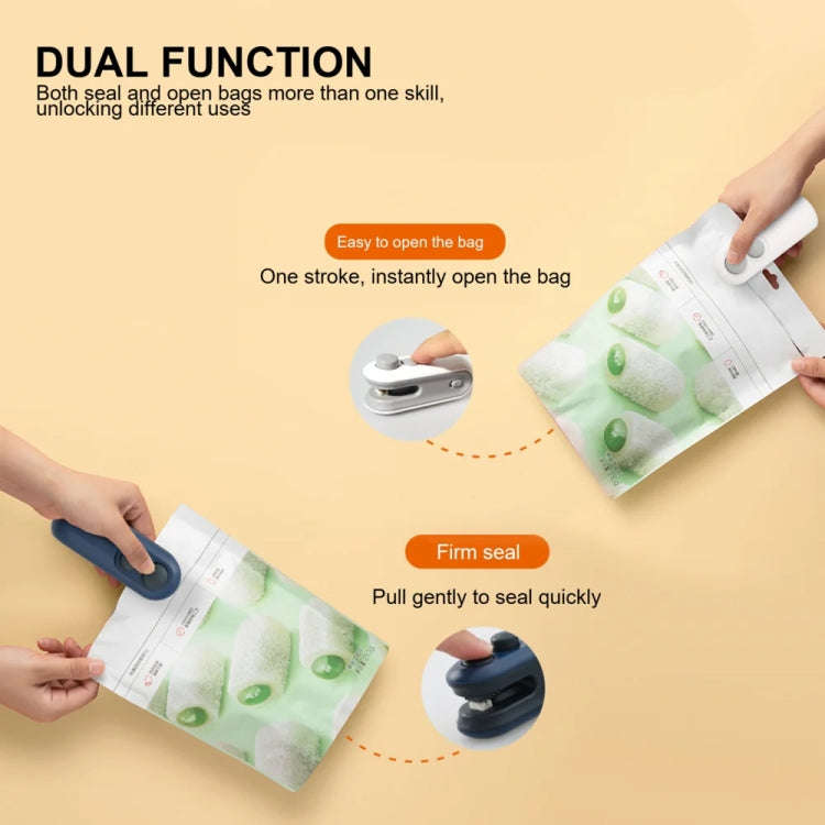2 In 1 Vacuum Sealing Machine Portable Pressure Plastic Bag Sealing Device With Cutter(White)