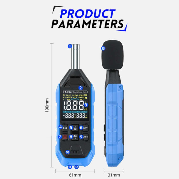 FNIRSI Noise Decibel Meter Home Volume Detector(Blue)