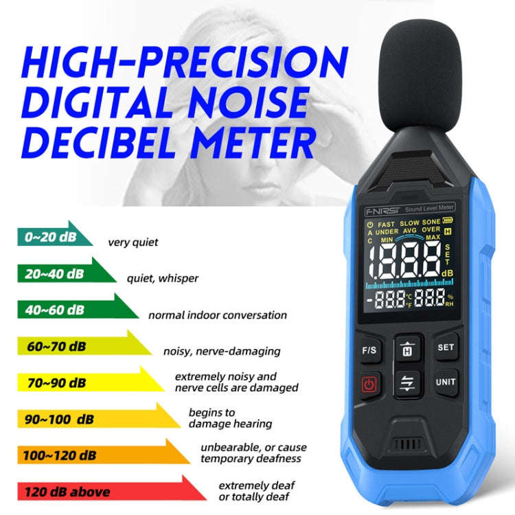 FNIRSI Noise Decibel Meter Home Volume Detector(Blue)