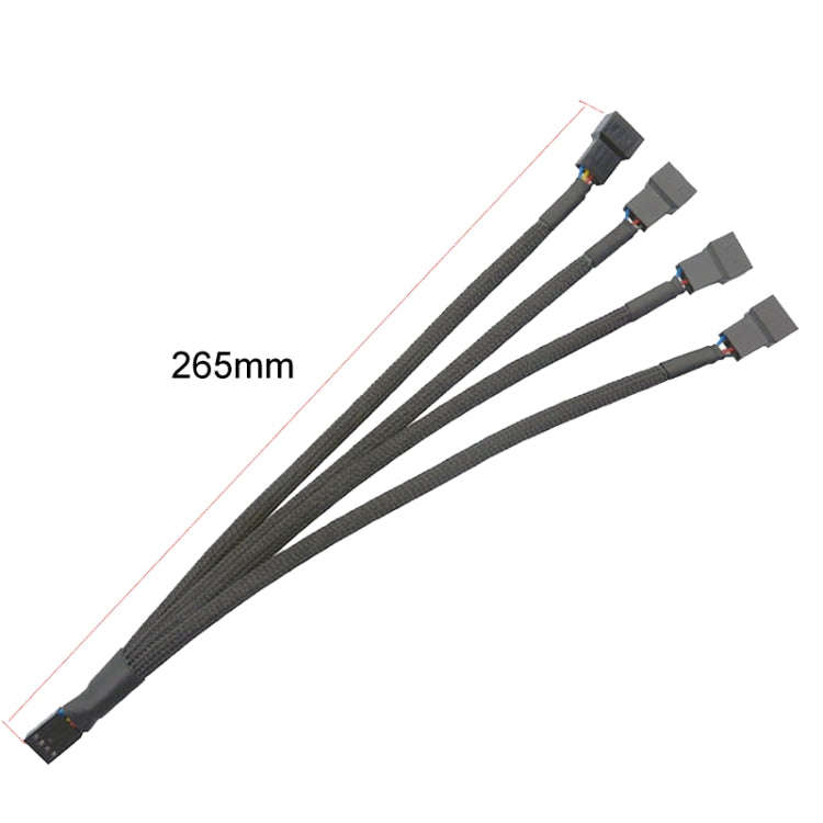 0.27m Computer PWM Temperature Control Cooling Fan Extension Cable Chassis HUB Connector(1 In 4)