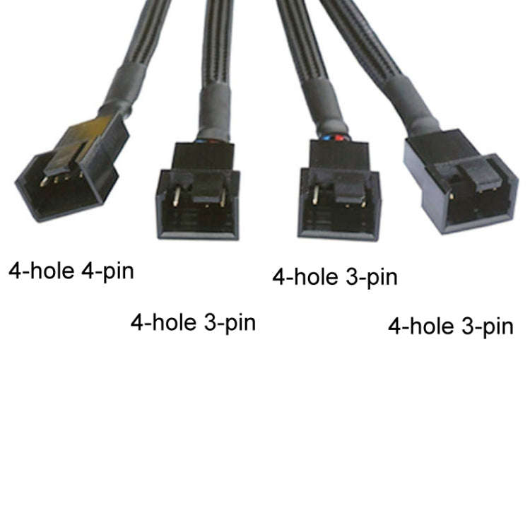 0.27m Computer PWM Temperature Control Cooling Fan Extension Cable Chassis HUB Connector(1 In 4)