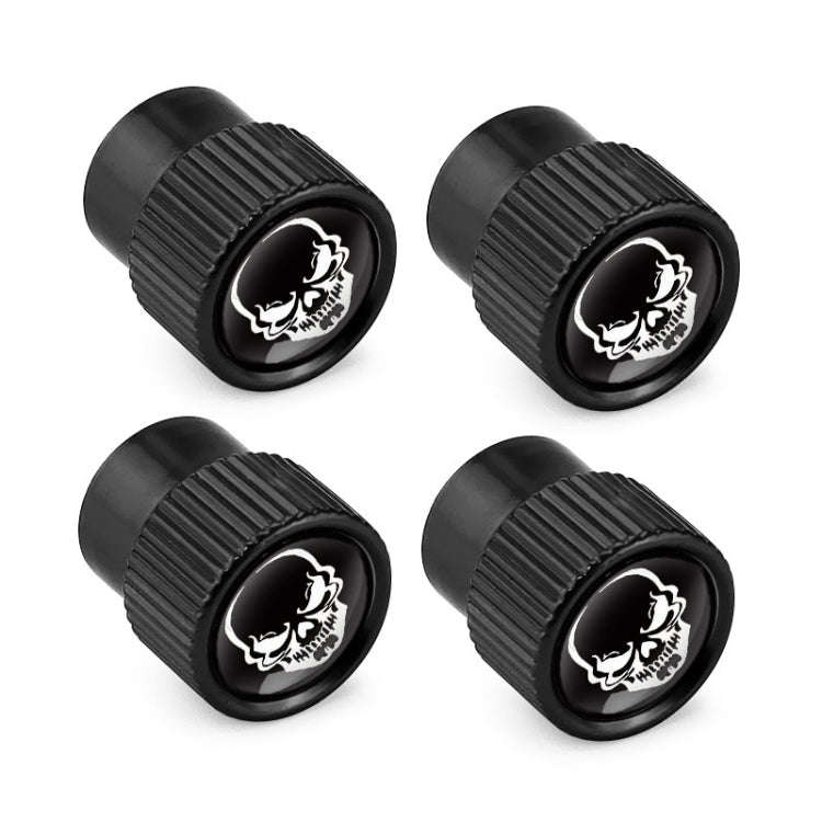 4pcs /Set Skeleton Car Tire Universal Aluminum Valve Cap(Black)