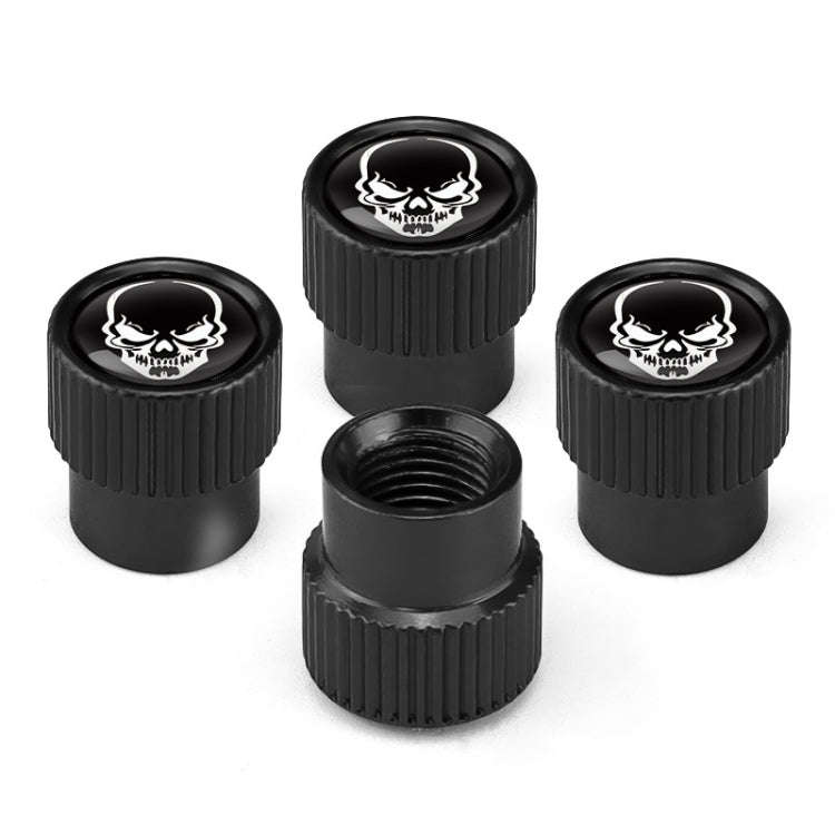 4pcs /Set Skeleton Car Tire Universal Aluminum Valve Cap(Black)