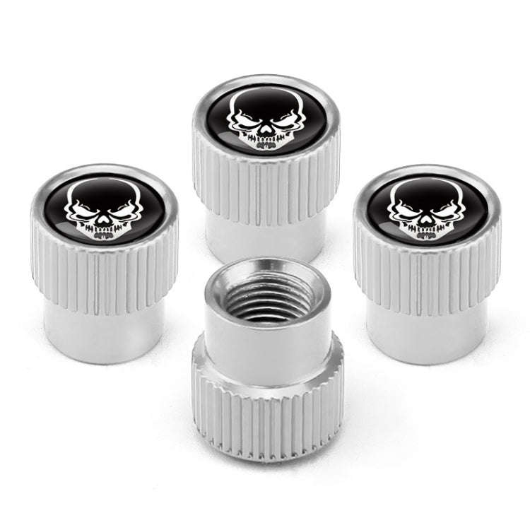 4pcs /Set Skeleton Car Tire Universal Aluminum Valve Cap(Silver)