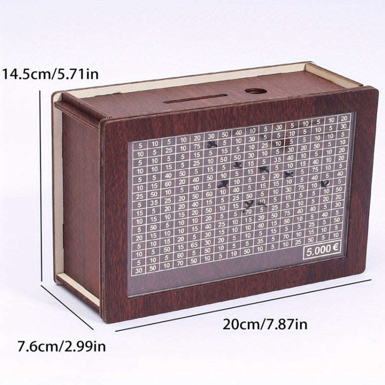 Wooden Money Box Piggy Bank With Counter Home Library Decoration, Spec: Light Brown 2000 Euros