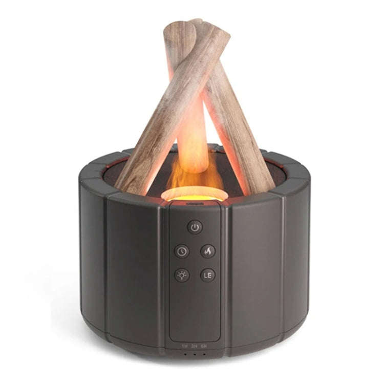Bonfire Shaped Remote Control Aroma Diffuser Desktop Flame Humidifier, Color: Black
