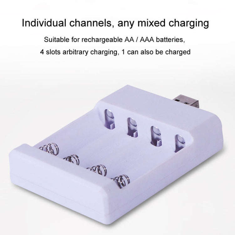 Fast USB 4 Slot Battery Charger AA/AAA Rechargeable Battery Universal Four Slot Charging Box, Mod...