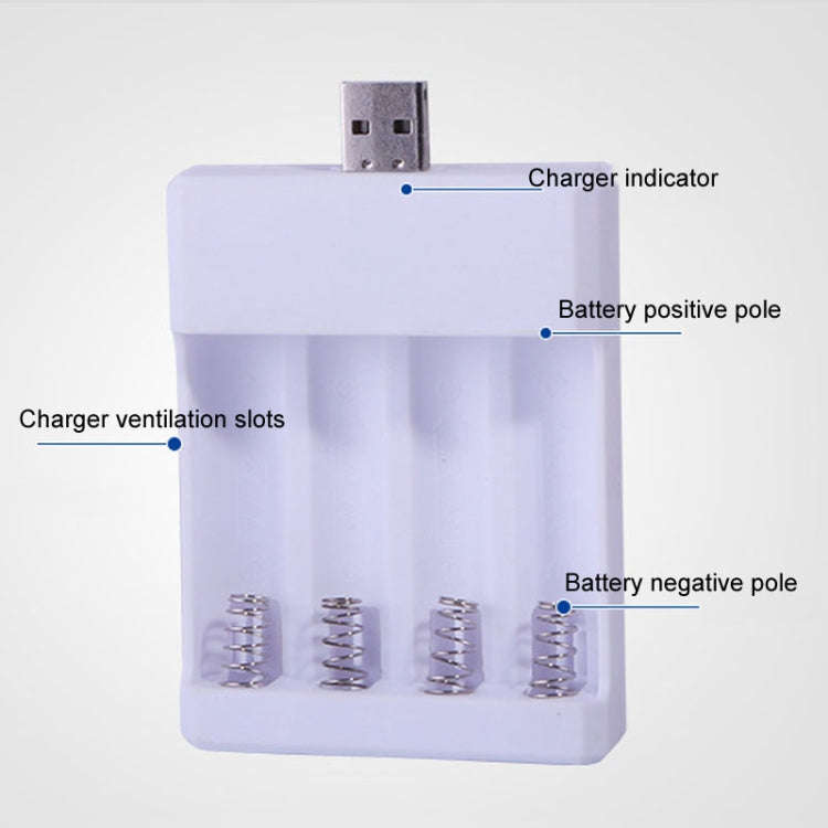 Fast USB 4 Slot Battery Charger AA/AAA Rechargeable Battery Universal Four Slot Charging Box, Mod...