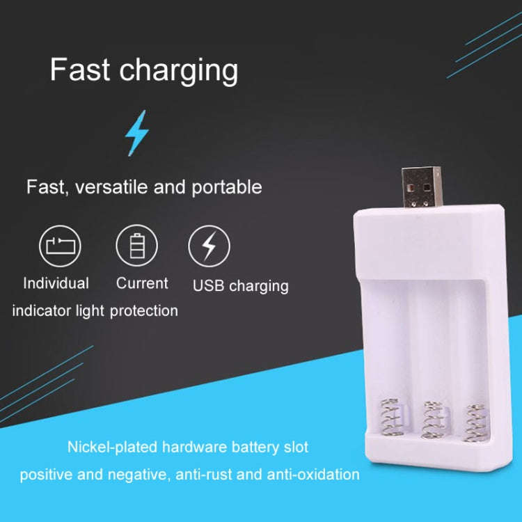 USB 3-Slot Battery Charger Universal Charger For Toys With AA / AAA Rechargeable Batteries