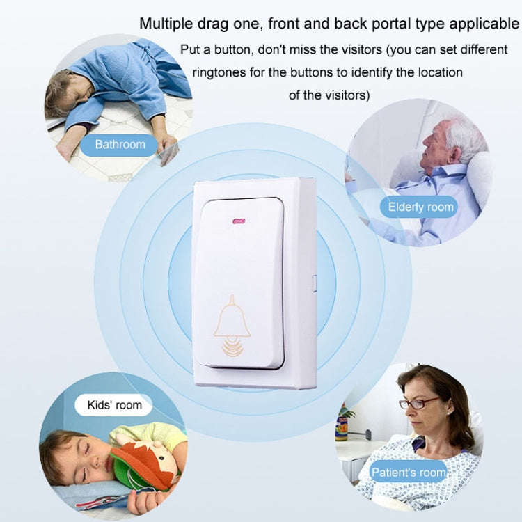 Flash Wireless Home Doorbell Self-Generated Smart Remote Control Doorbell Without Batteries, Spec...