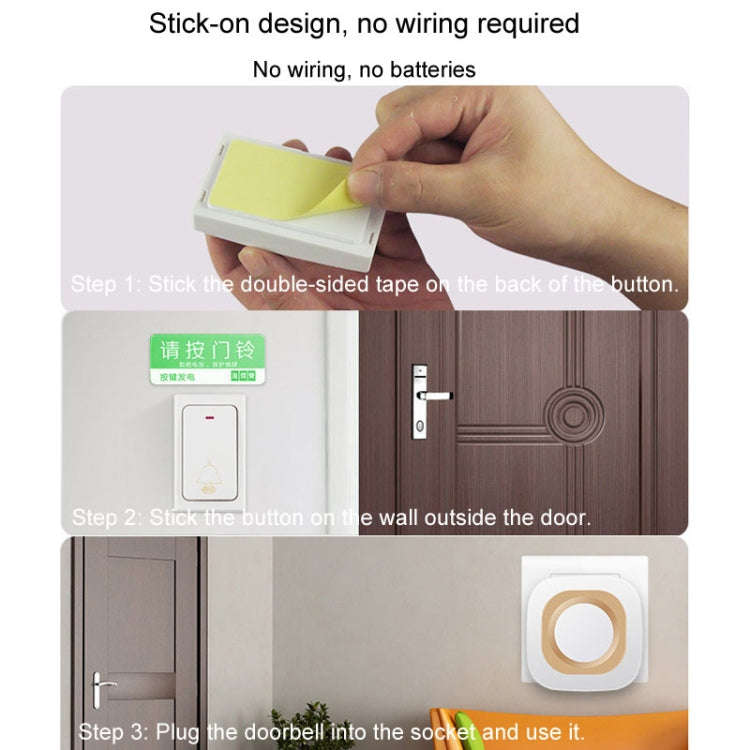 Flash Wireless Home Doorbell Self-Generated Smart Remote Control Doorbell Without Batteries, Spec...