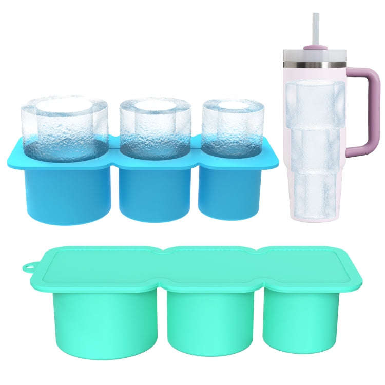 Silicone Ice Molds With Lid For Stanley Tumblers Cups Can Making 3 Hollow Cylinders(Green)