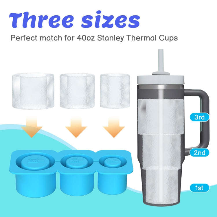 Silicone Ice Molds With Lid For Stanley Tumblers Cups Can Making 3 Hollow Cylinders(Green)