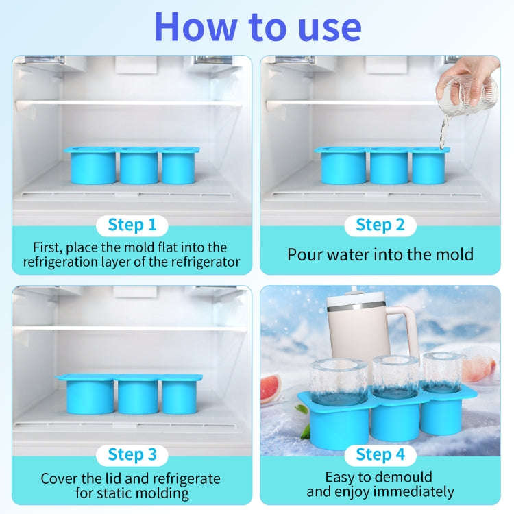 Silicone Ice Molds With Lid For Stanley Tumblers Cups Can Making 3 Hollow Cylinders(Green)