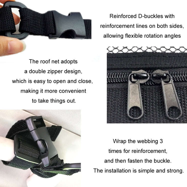 SUV Ceiling Storage Net Car Roof Mesh Storage Bag Suitable For 3-handle Models, Specification: Tr...