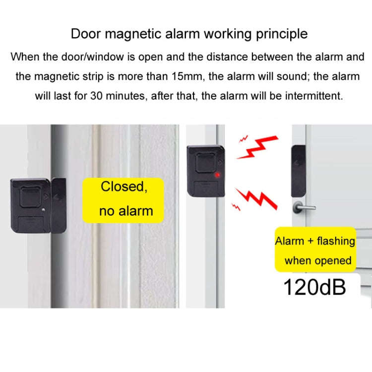 Door Magnetic Wireless Bell Door And Window Alarms Strong Adhesive Wolfproof Anti-theft Alarms(Wh...