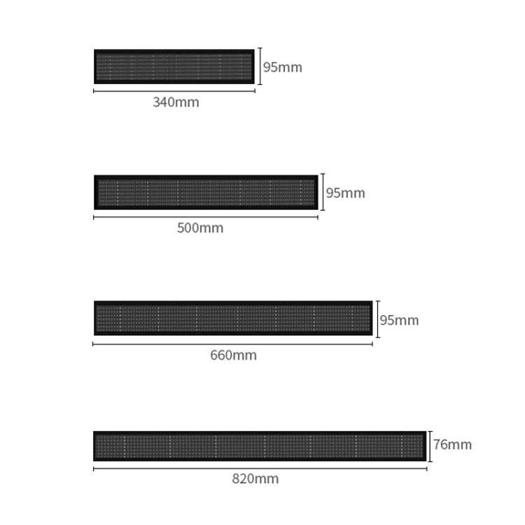 Wifi Scrolling LED Sign Message Board Support Multi-Languauge Colorful 820x95x15mm (Black Frame)