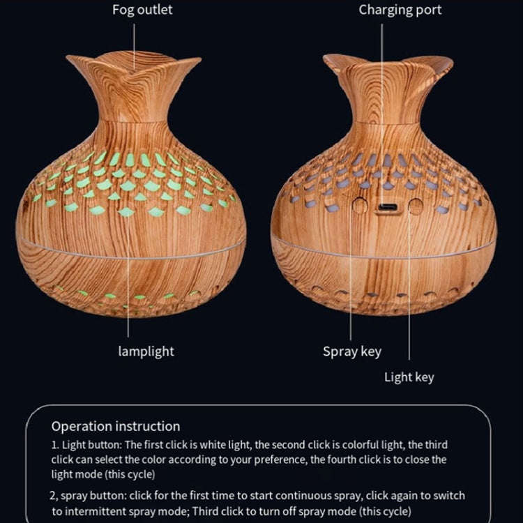 LED Light Aromatherapy Diffuser Home Small Vase Quiet Humidifier Aromatherapy Diffuser 2 In 1(Sha...