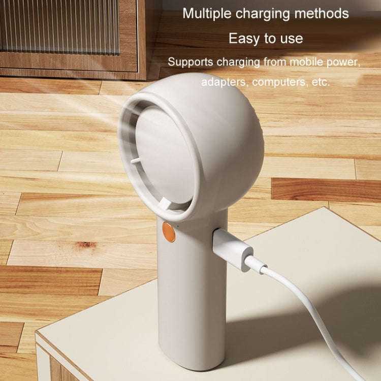Mini Turbo Handheld Electrical Fan Portable USB Rechargeable Small Fan(Light Brown)
