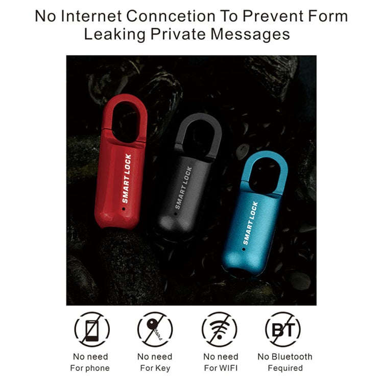 Smart USB Charging Bag Fingerprint Padlock Furniture Backpack Lock(Black)