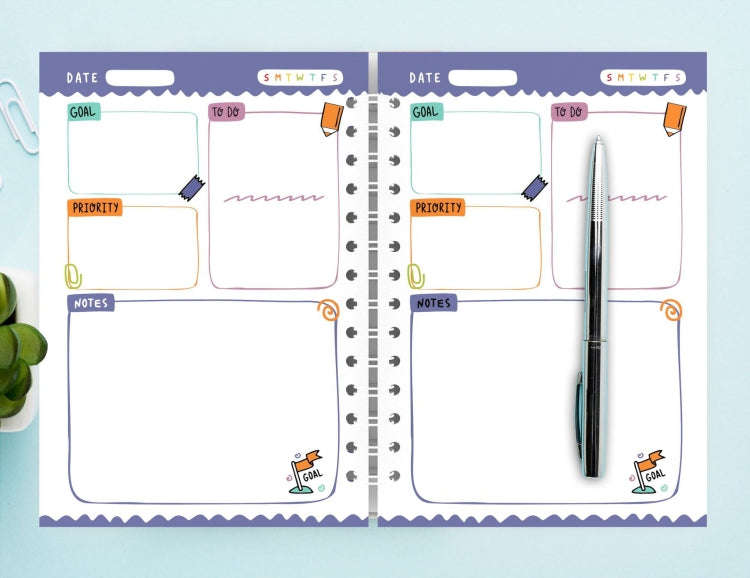 A5 Self-filling Undated Coil Planner Planning Notes Schedule(Purple)