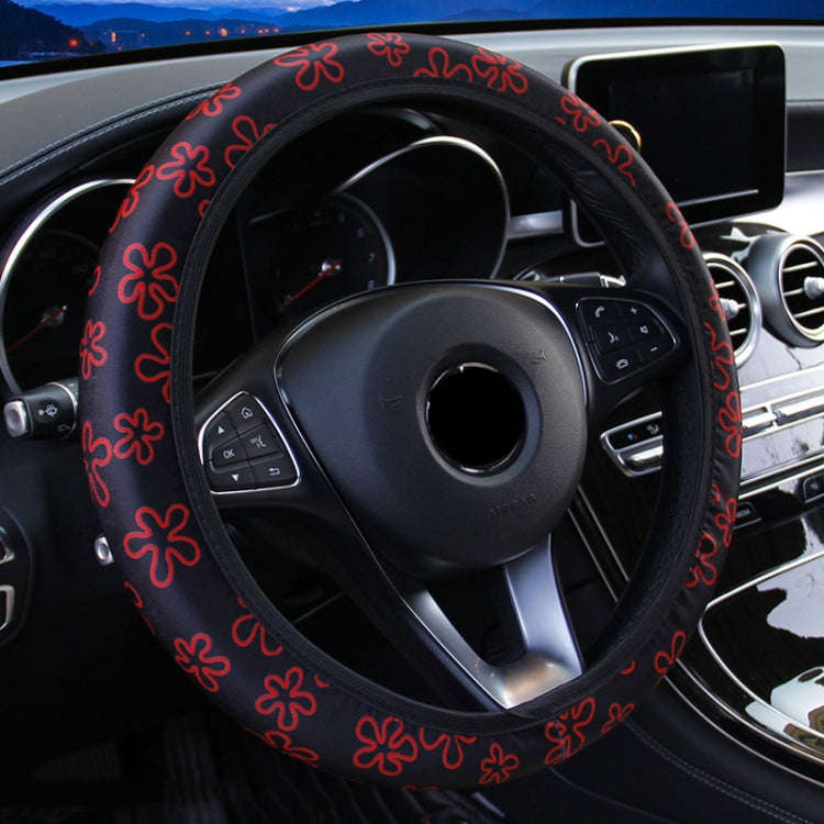 Car Steering Wheel Cover Printed Cloth Without Inner Elastic Band Cover, Pattern: Five Star Flowe...