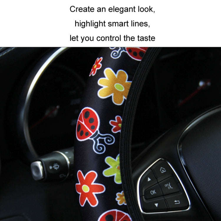 Car Steering Wheel Cover Printed Cloth Without Inner Elastic Band Cover, Pattern: Beetle