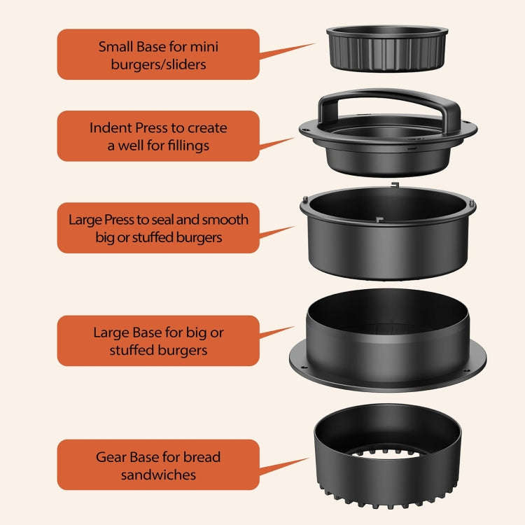 4 In 1 Hamburger Press Patty Maker Slider Stuffed Burgers Sandwich Cutter With 100pcs Silicone Oi...