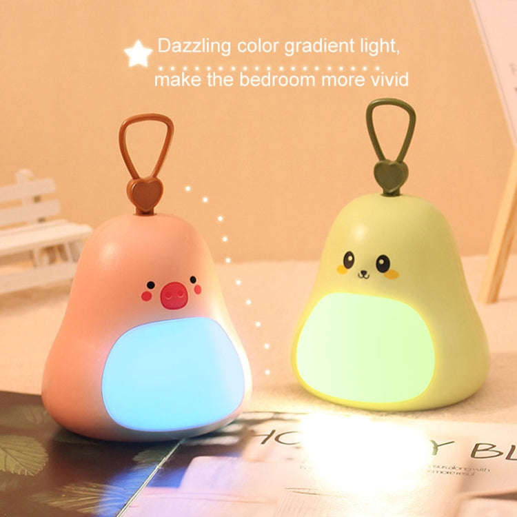 Cartoon LED Portable Night Light USB Rechargeable Plug-in Bedroom Bedside Lamp(Avocado)