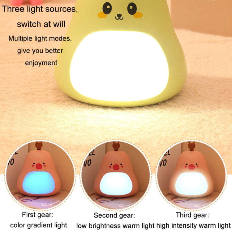 Cartoon LED Portable Night Light USB Rechargeable Plug-in Bedroom Bedside Lamp(Avocado)