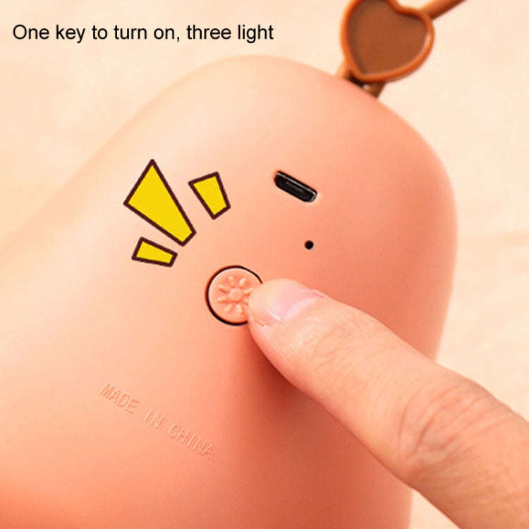 Cartoon LED Portable Night Light USB Rechargeable Plug-in Bedroom Bedside Lamp(Avocado)