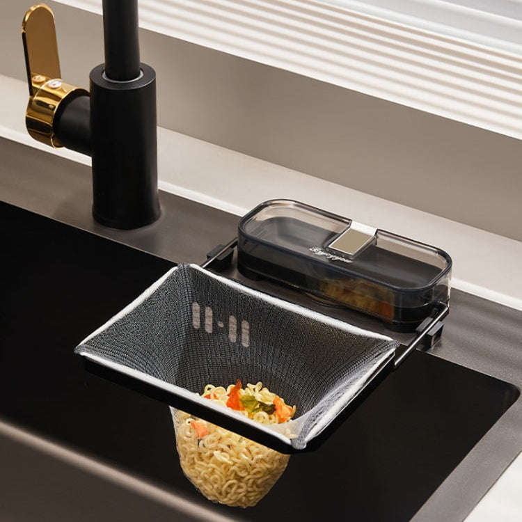 Suction Cup Kitchen Sink Filter Rack Household Draining Holder With Strainer(Transparent White)
