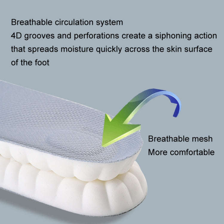 1pair Thickened Arch Support Cushioning Shock Absorbent Sweat Anti-Odor Breathable Insoles, Size:...