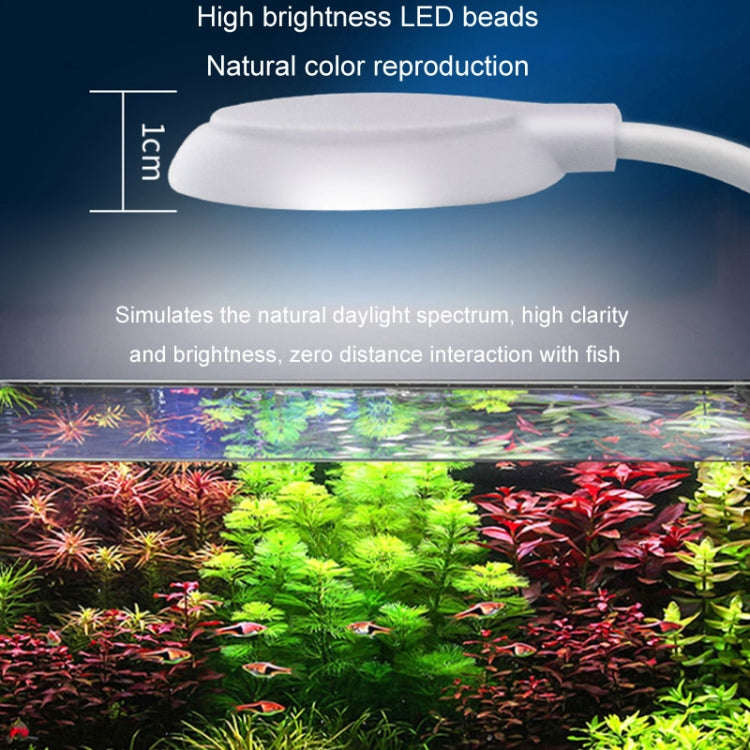 5W Fish Tank LED Clip Light USB Plug Lighting Aquarium Translucent Aquatic Plants Lamp(White)