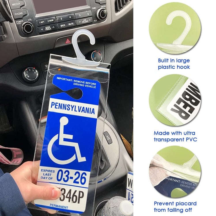 2pcs PVC Transparent Hook Bag Disability Placard Parking Sign Bag(29.5x12.7x0.4mm)