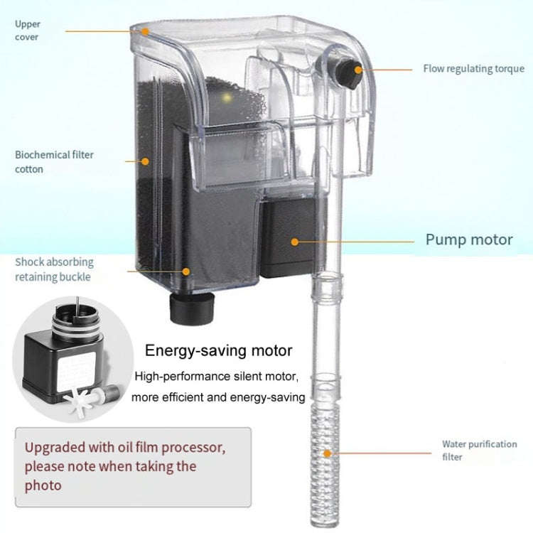 Wall Mounted Silent Fish Tank Filter Waterfall Aquarium Filtration Clean Oxygenator Pump, Style: ...